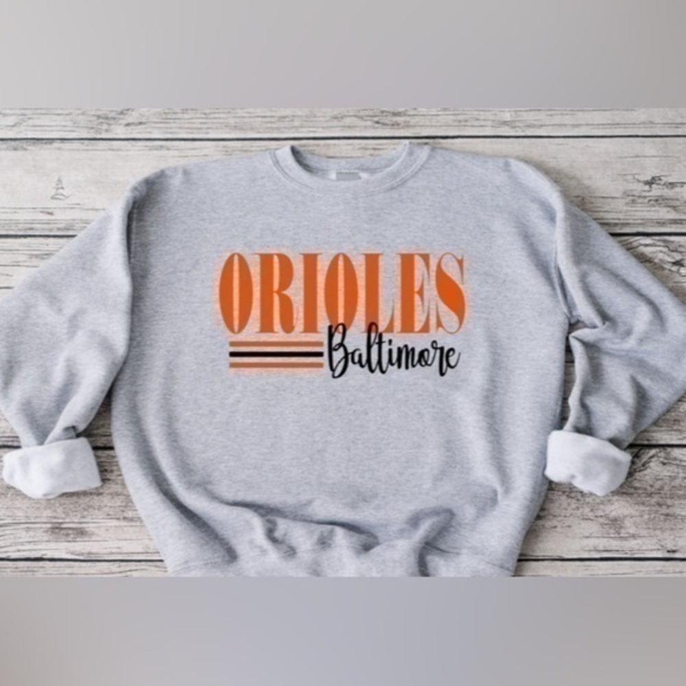 Orioles Striped Crewneck- gray